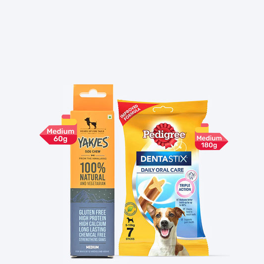 Pedigree & HUFT Super Saver Dog Treats Combo - Pack of 2 - Heads Up For Tails