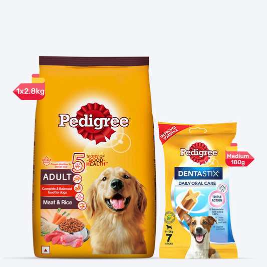 Pedigree Food & Dentastix Adult Dog Treat Combo - Pack of 2 - Heads Up For Tails