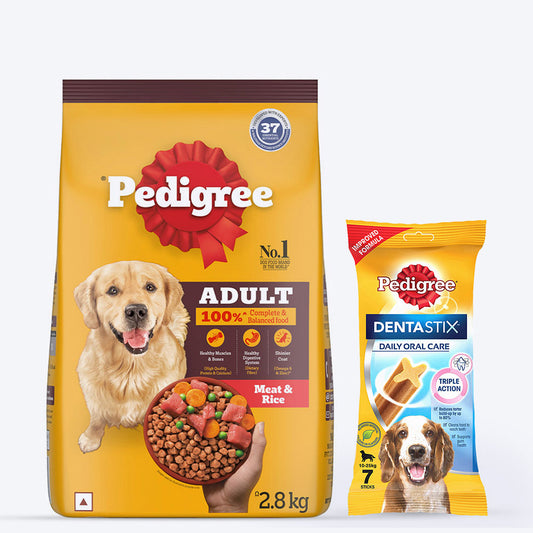 Pedigree Food & Dentastix Adult Dog Treat Combo - Pack of 2 - Heads Up For Tails