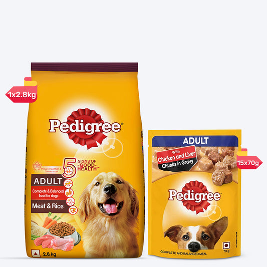 Pedigree Healthy Food Combo For Adult Dogs - Pack of 2 - Heads Up For Tails