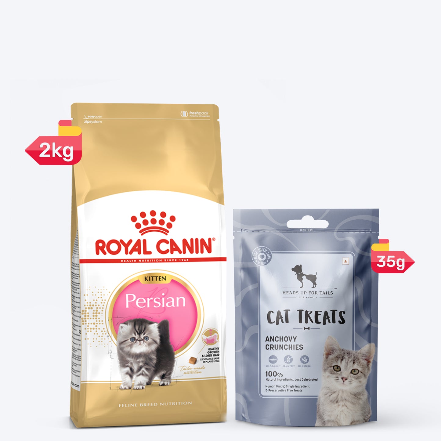 Royal Canin Persian Kitten Dry Food & Anchovy Fish Treats - Heads Up For Tails