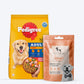 Pedigree Chicken & Vegetables Dry Food & Sara's Chicken Jerky With Pumpkin Treat Combo For Adult Dogs - Heads Up For Tails