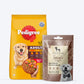 Pedigree Meat & Rice Dry Food & Sara's Dehydrated Chicken Giblets Treat Combo For Adult Dogs - Heads Up For Tails