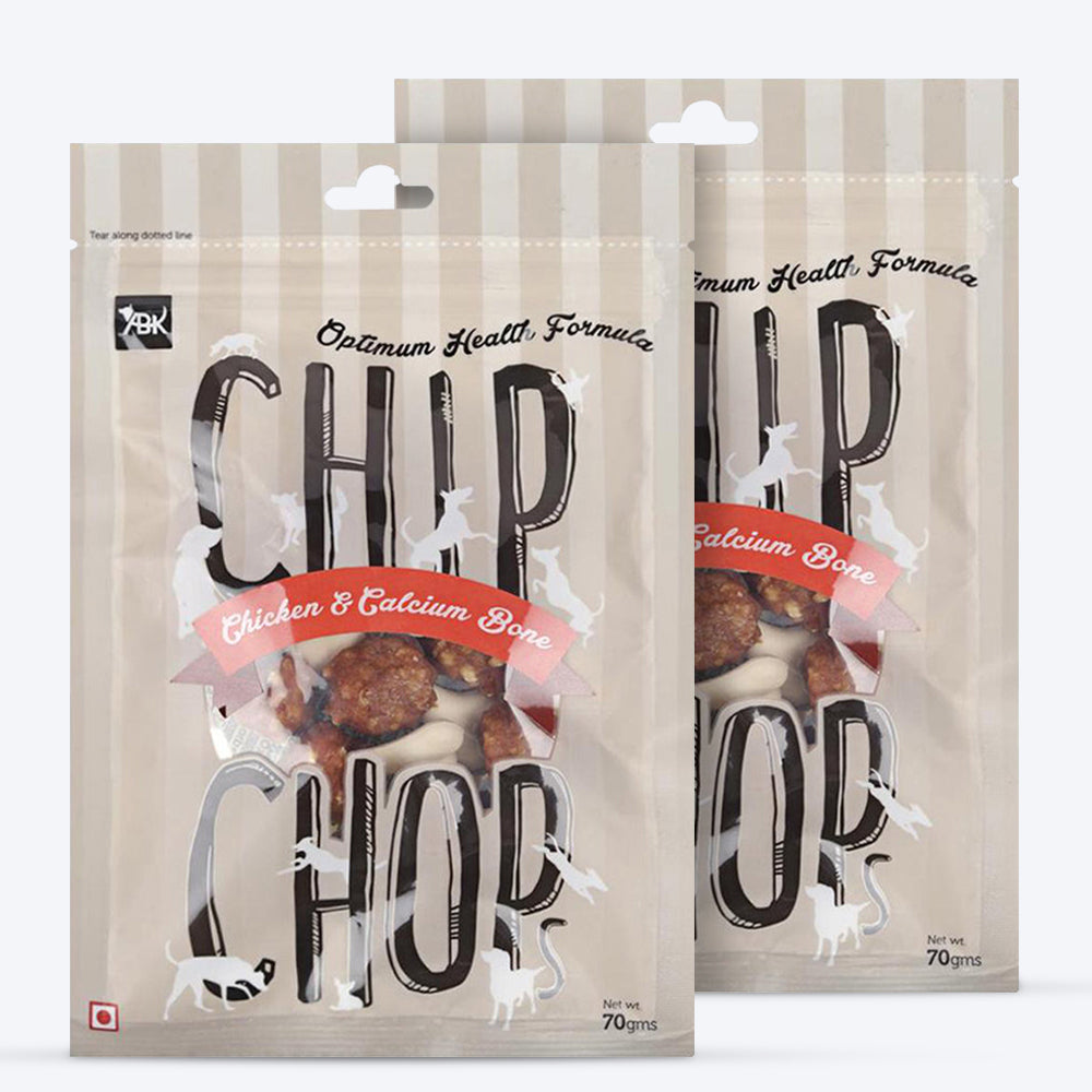 Chip Chops Dog Treats - Chicken & Calcium Bone - 70 g - Heads Up For Tails