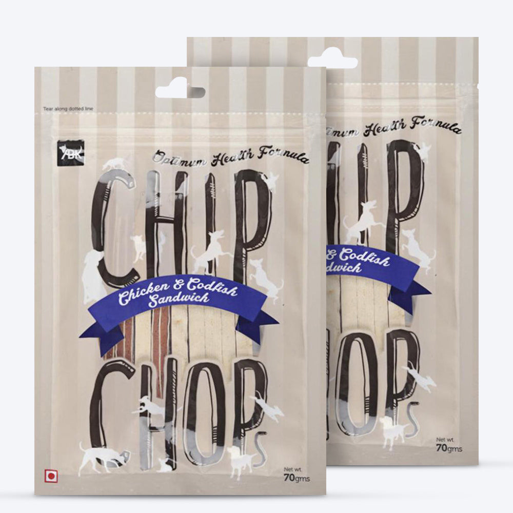 Chip Chops Dog Treats - Chicken & Codfish Sandwich - Heads Up For Tails