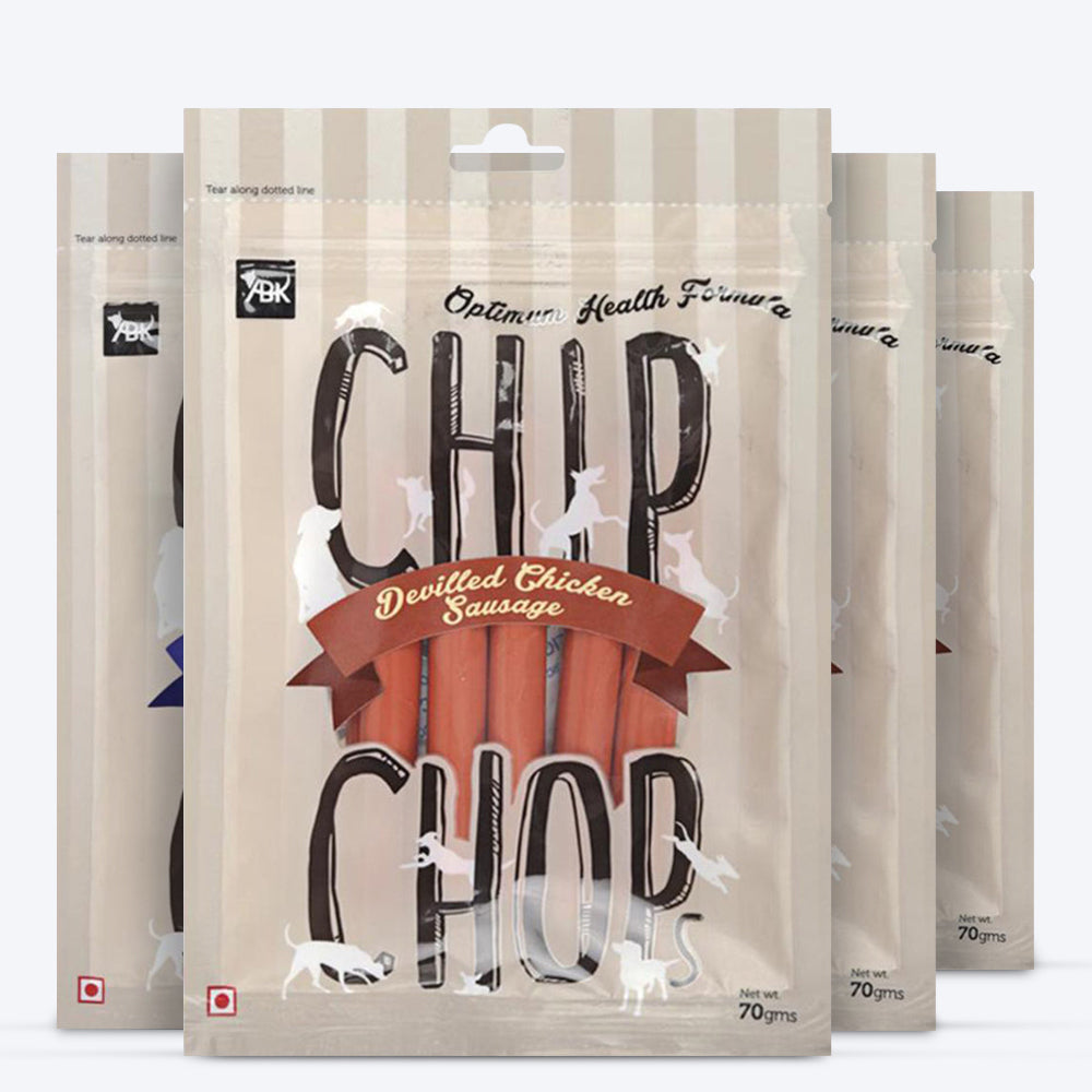 Chip Chops Dog Treats - Devilled Chicken Sausage - 70 g - Heads Up For Tails