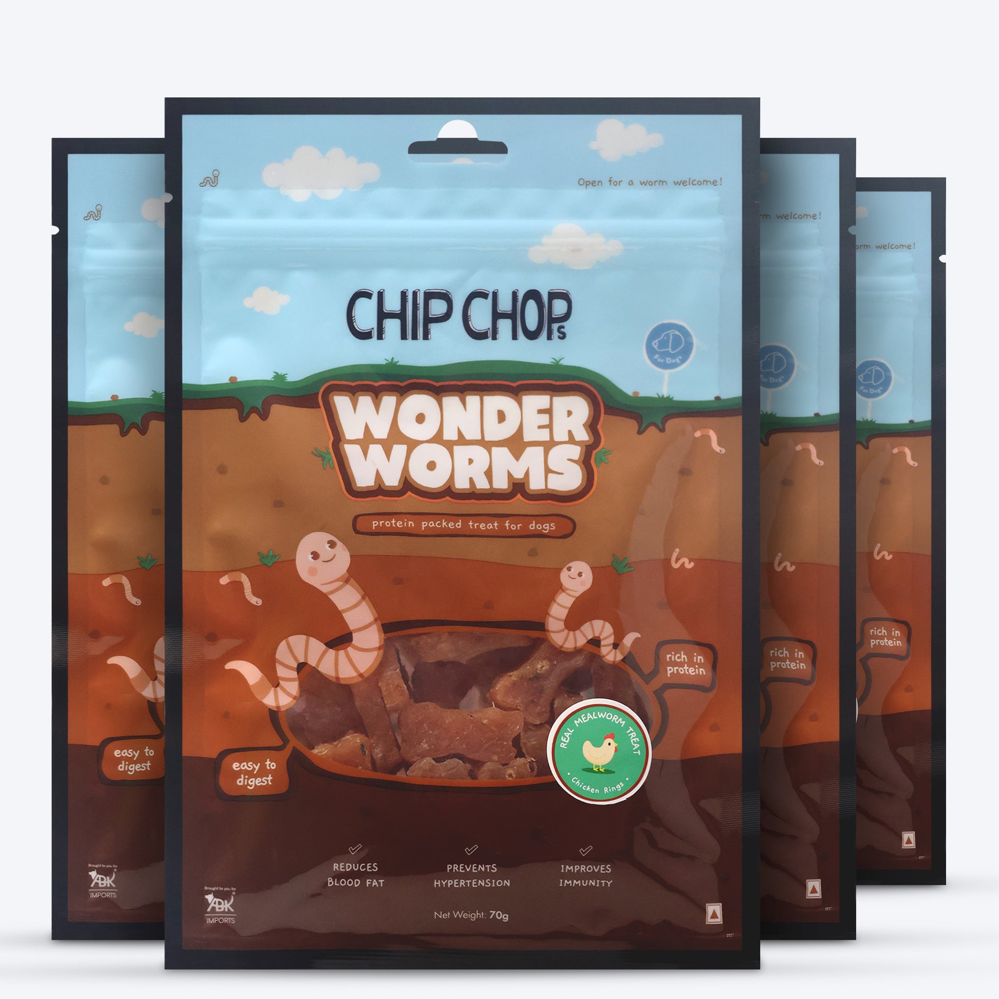 Chip Chops Wonder Worms Chicken Rings With Real Mealworm Dog Treats - 70g - Heads Up For Tails