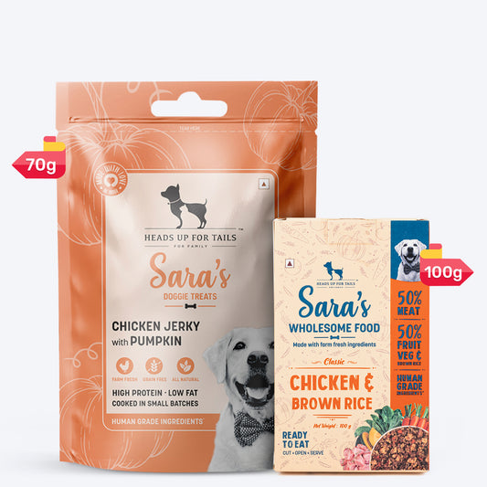 HUFT Wholesome Chicken, Brown Rice Food & Pumpkin Flavour Treats Combo For Dog