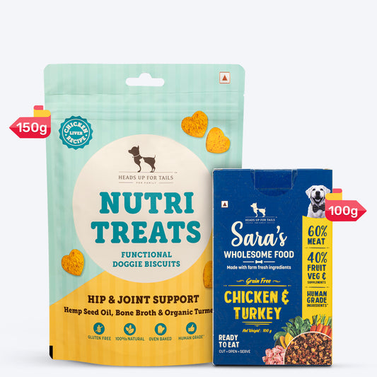 HUFT Wholesome Turkey Food & Nutri Chicken Liver Treats Combo For Dog