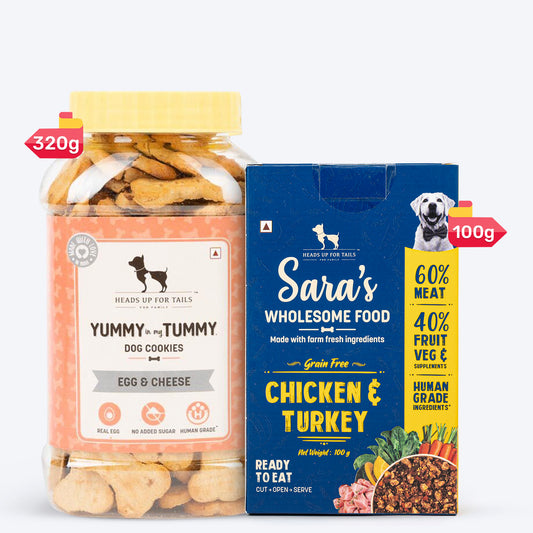 HUFT Wholesome Chicken, Turkey Food & Cheese Biscuits Combo For Dog