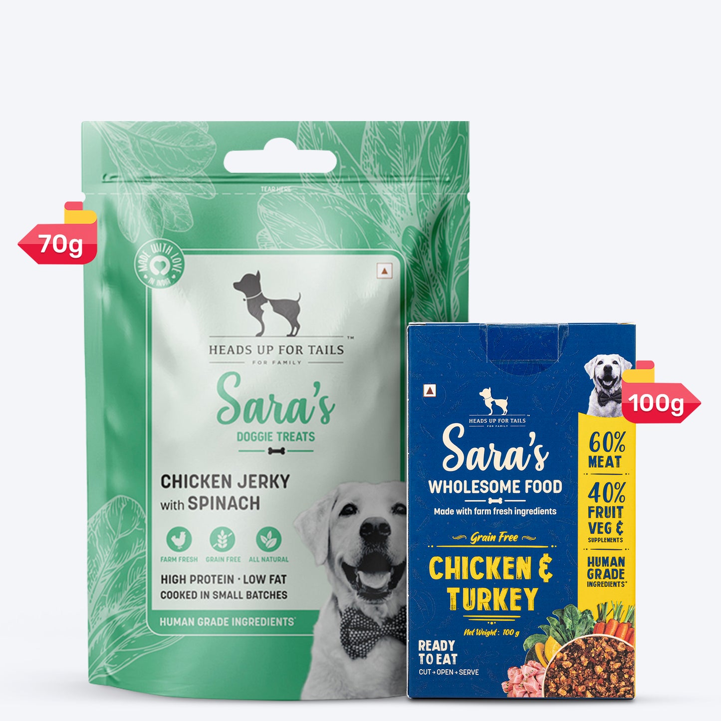 HUFT Wholesome Turkey Food & Chicken Jerky Treats Combo For Dog