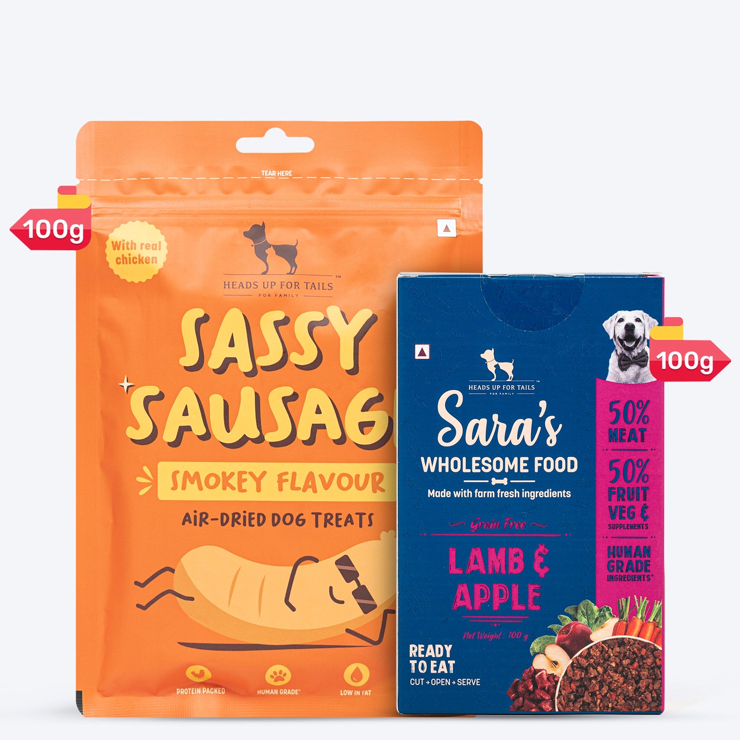 HUFT Wholesome Lamb, Apple Food & Chicken Smokey Treats Combo For Dog