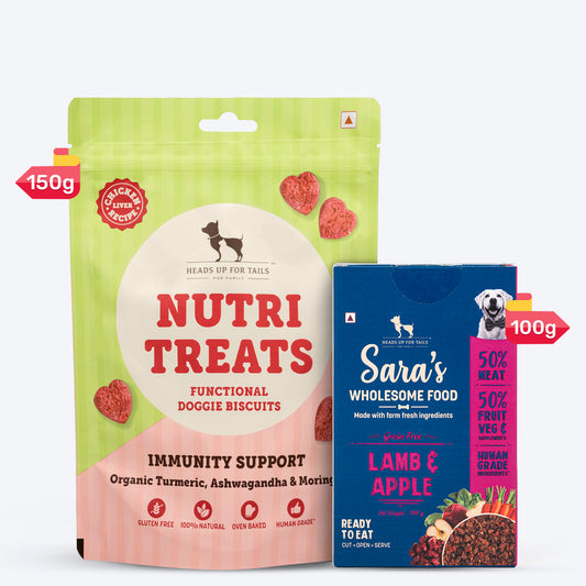 HUFT Wholesome Lamb, Apple Food & Nutri Chicken Liver Treats Combo For Dog