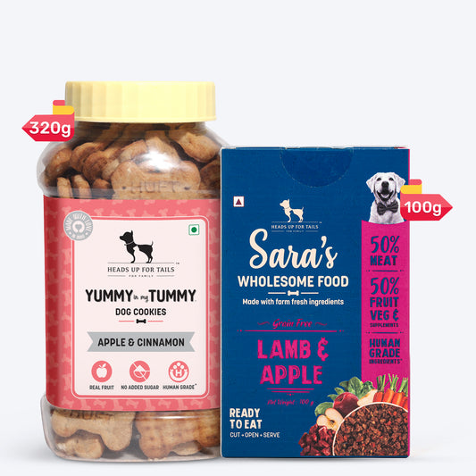 HUFT Wholesome Lamb, Apple Food & YIMT Cinnamon Biscuits Combo For Dog