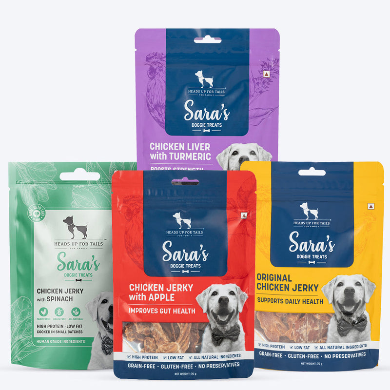 Sara's Meaty Treat Combo - Dehydrated Dog Treats - Pack of 4 (70 g Each)