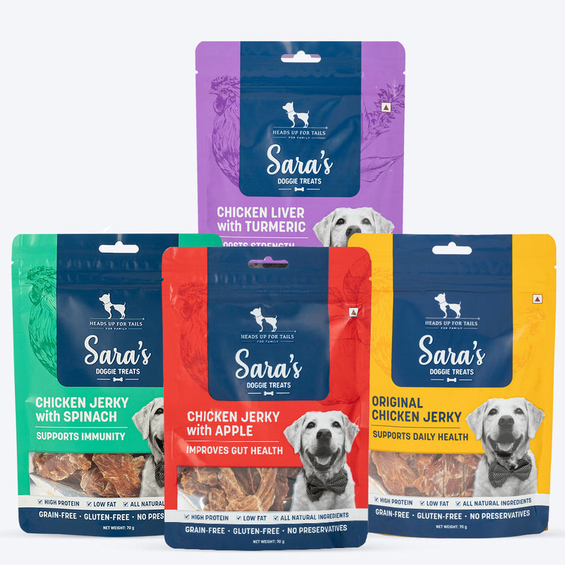 Sara's Meaty Treat Combo - Dehydrated Dog Treats - Pack of 4 (70 g Each)