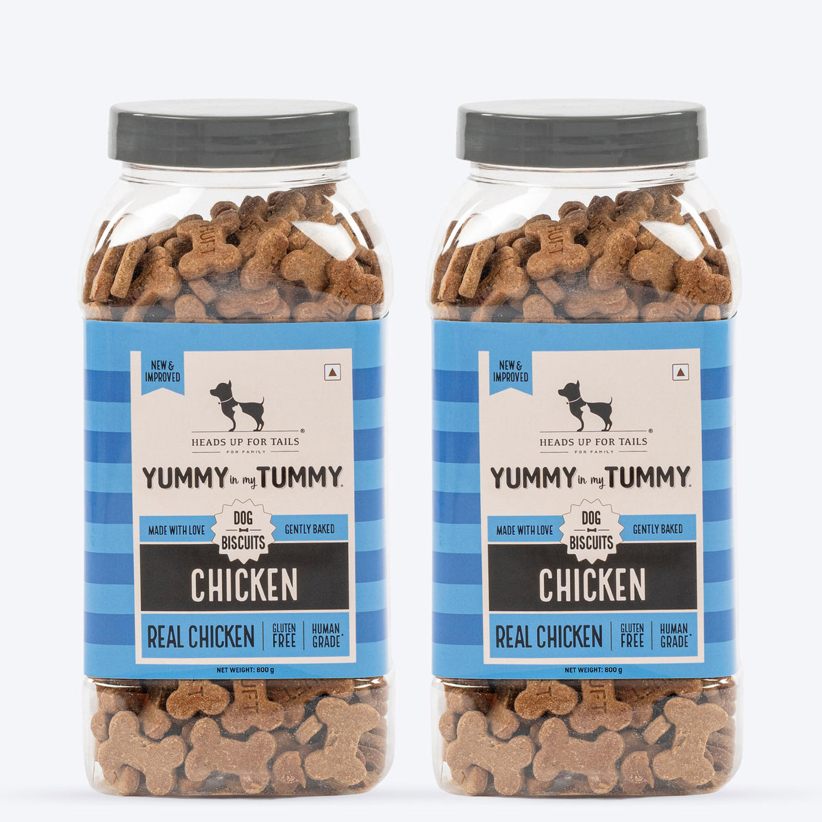 HUFT Yummy In My Tummy Chicken Gluten-Free Dog Biscuits 100% Human-Grade, Oven-Baked, Wheat-Free Treats - Heads Up For Tails