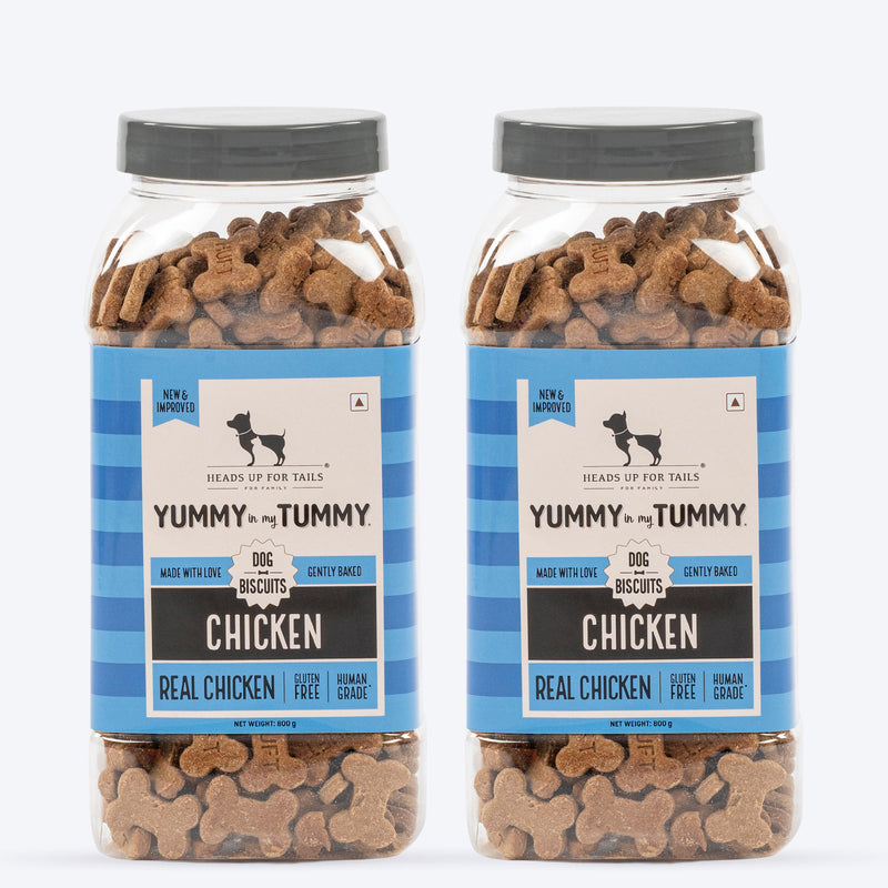 HUFT Yummy In My Tummy Chicken Gluten-Free Dog Biscuits 100% Human-Grade, Oven-Baked, Wheat-Free Treats - Heads Up For Tails