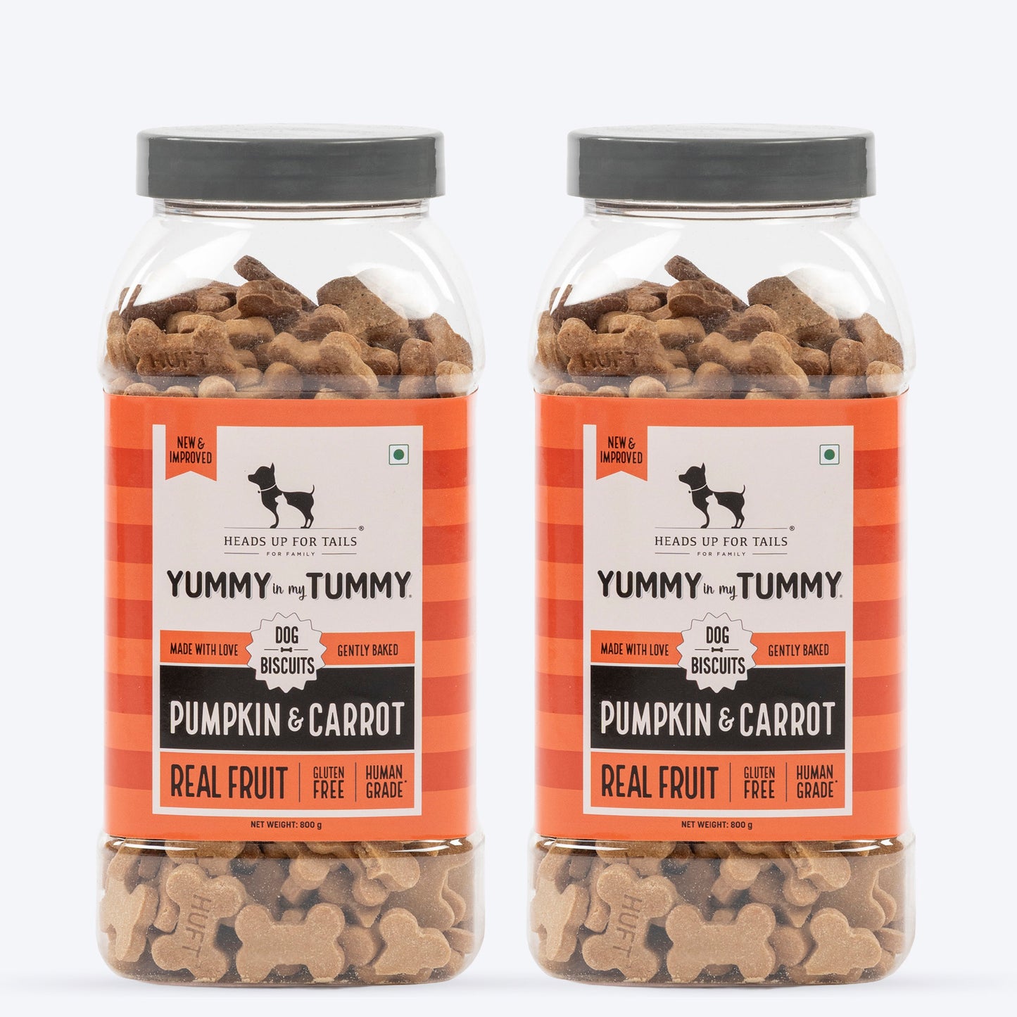 HUFT Yummy In My Tummy Pumpkin & Carrot Gluten-Free Dog Biscuits, Vegetarian Treats 100% Human-Grade Ingredients - Heads Up For Tails