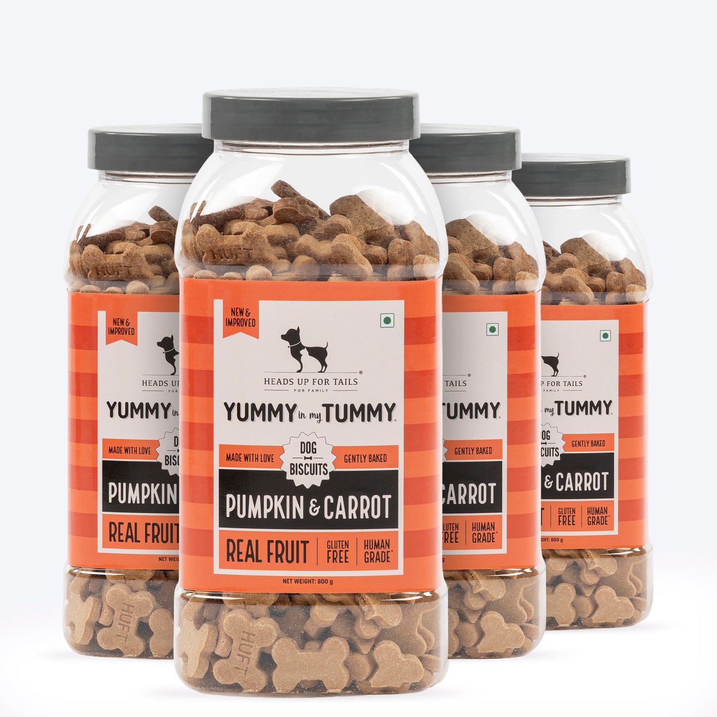 HUFT Yummy In My Tummy Pumpkin & Carrot Gluten-Free Dog Biscuits, Vegetarian Treats 100% Human-Grade Ingredients - Heads Up For Tails