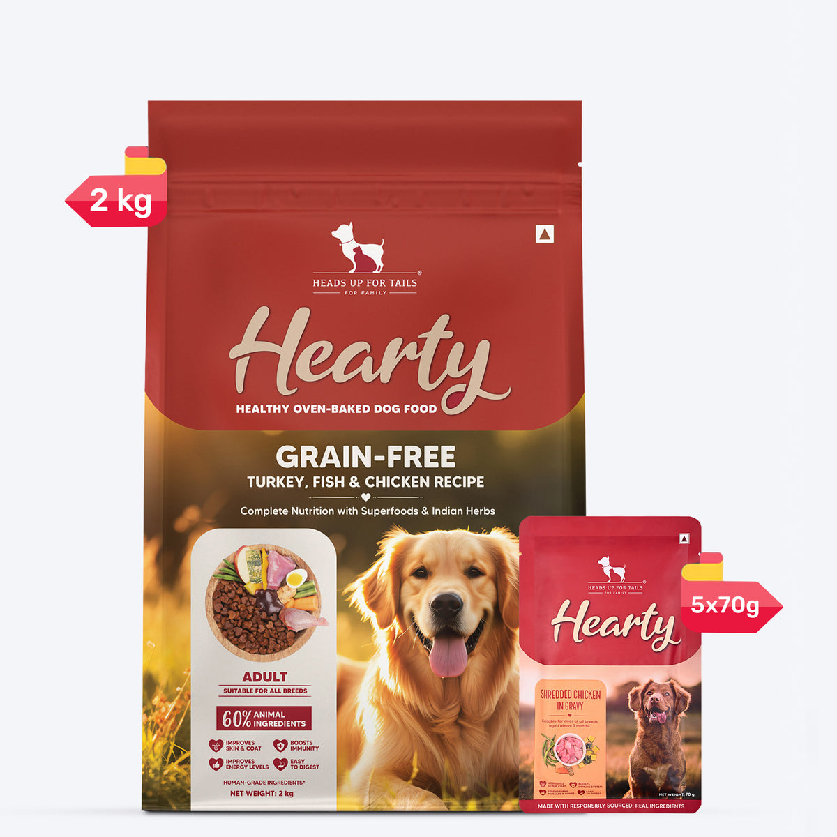 Hearty Grain-Free Adult Dog Food Turkey Fish & Chicken