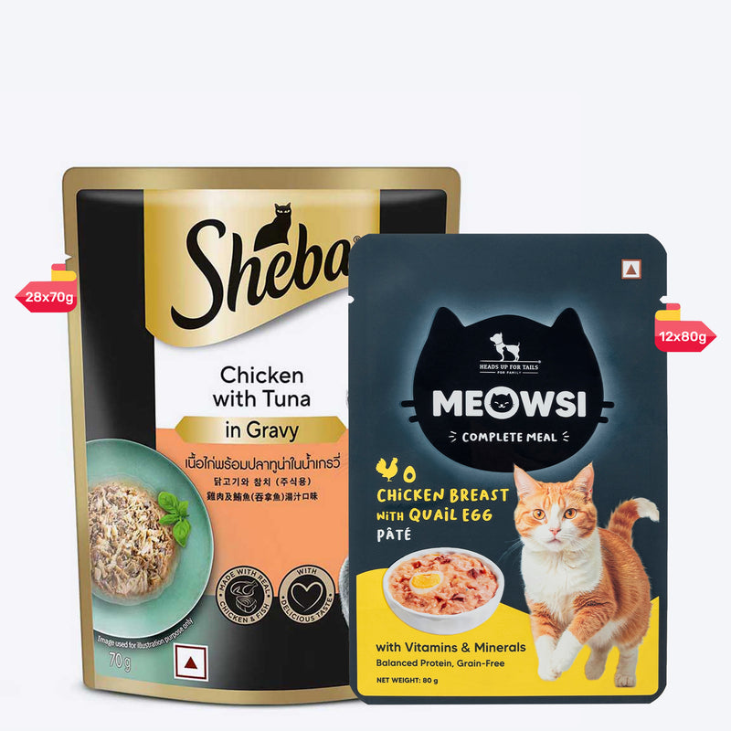 Sheba Rich Premium Chicken With Tuna In Gravy Adult Wet Cat Food - 70 gm Packs