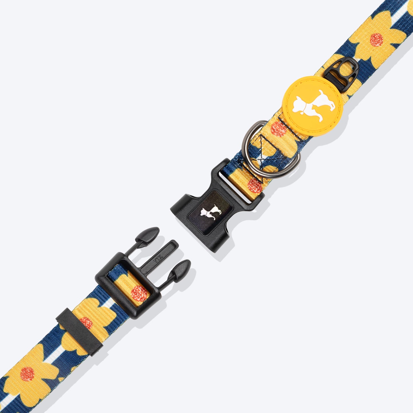 HUFT Daisy Stripes Collar For Dog - Blue & Yellow