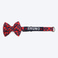 HUFT Personalised Tartan Fabric Collar With Free Bow Tie For Dogs