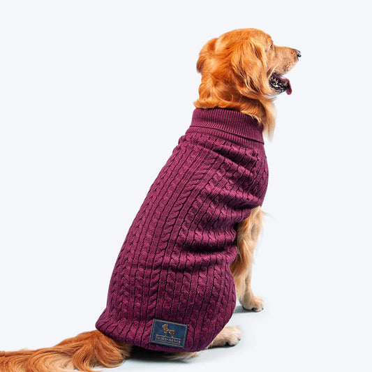 HUFT Cable Knit Dog Sweater - Mauve