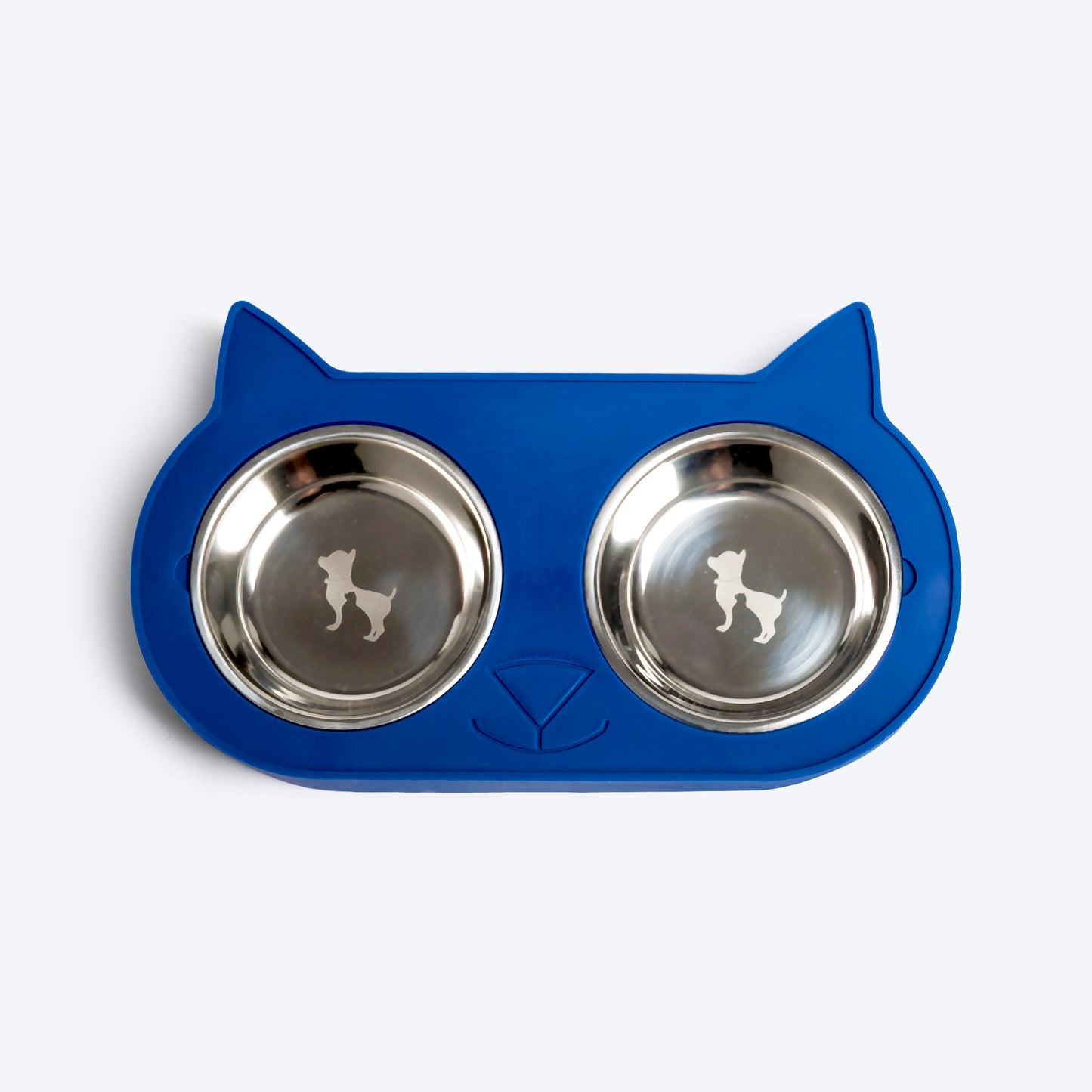 HUFT Cat Face Double Diner For Cats (Blue) - Heads Up For Tails