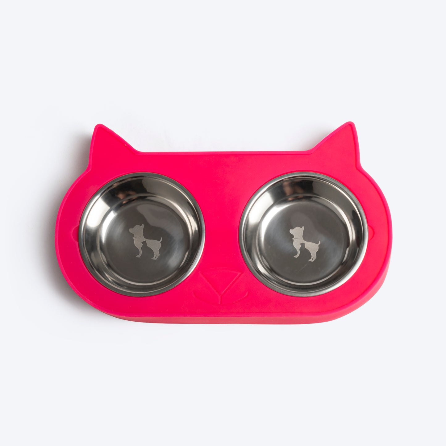 HUFT Cat Face Double Diner For Cats (Pink) - Heads Up For Tails