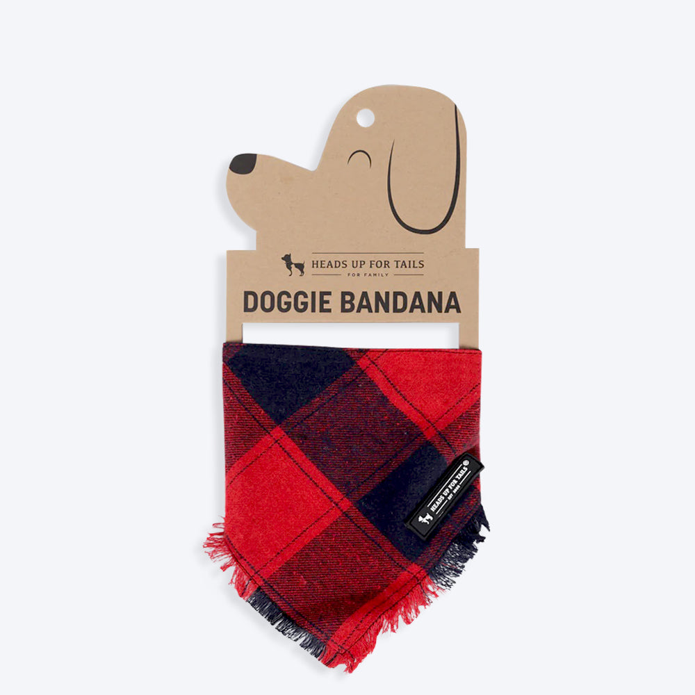 HUFT Checks Dog Bandana - Red & Black - Heads Up For Tails