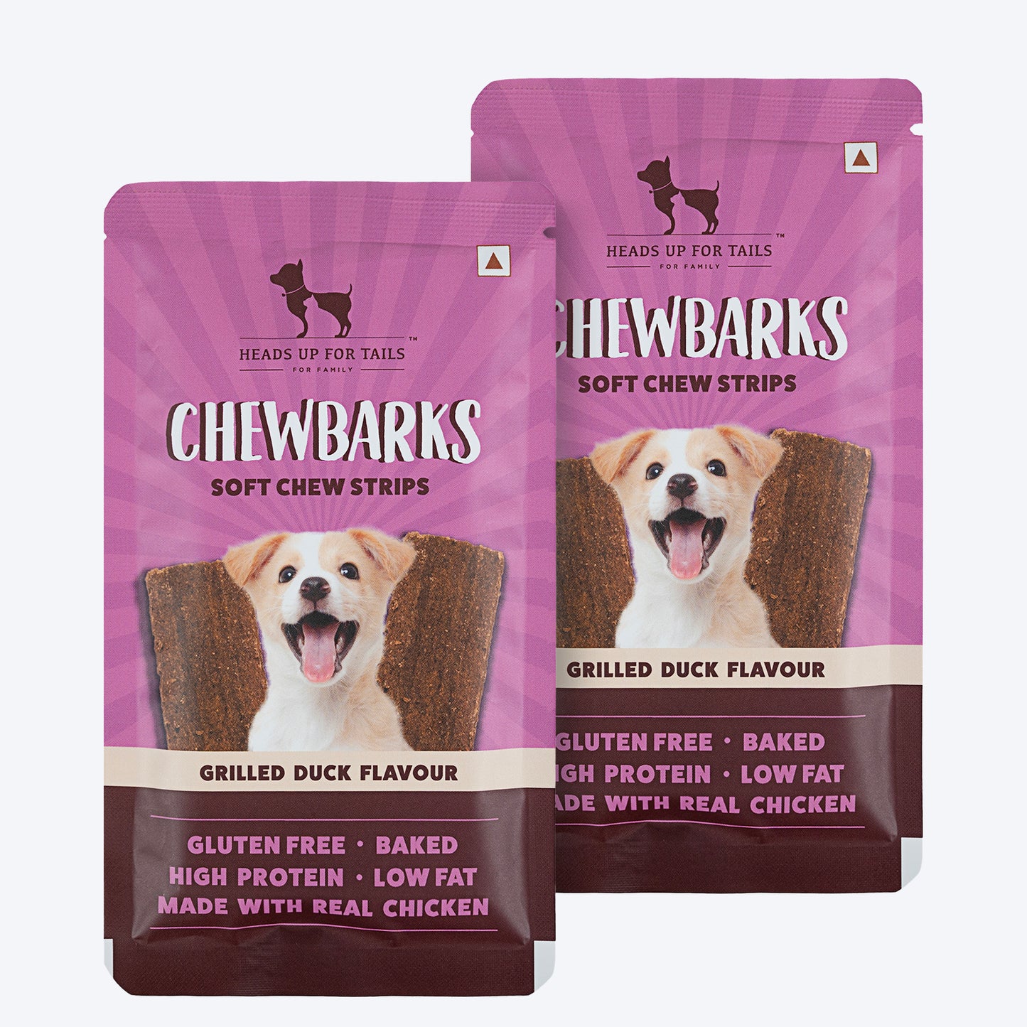 HUFT Chewbarks Dog Soft Chew Strips Treats - Grilled Duck - 30 gm - Heads Up For Tails