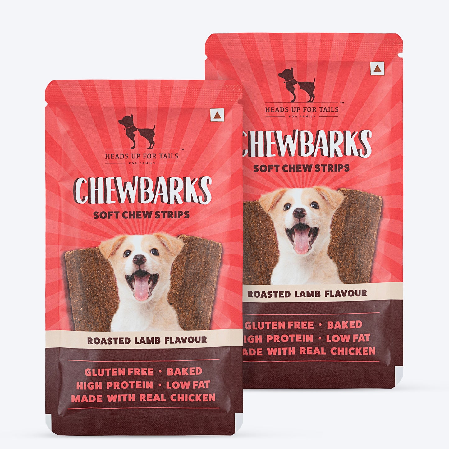 HUFT Chewbarks Dog Soft Chew Strips Treats - Roasted Lamb - 30gm - Heads Up For Tails