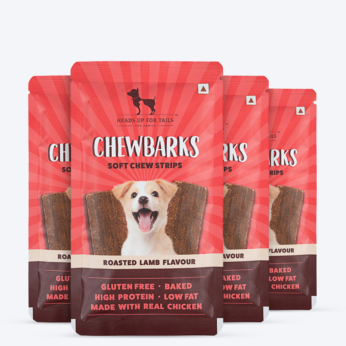 HUFT Chewbarks Dog Soft Chew Strips Treats - Roasted Lamb - 30gm - Heads Up For Tails