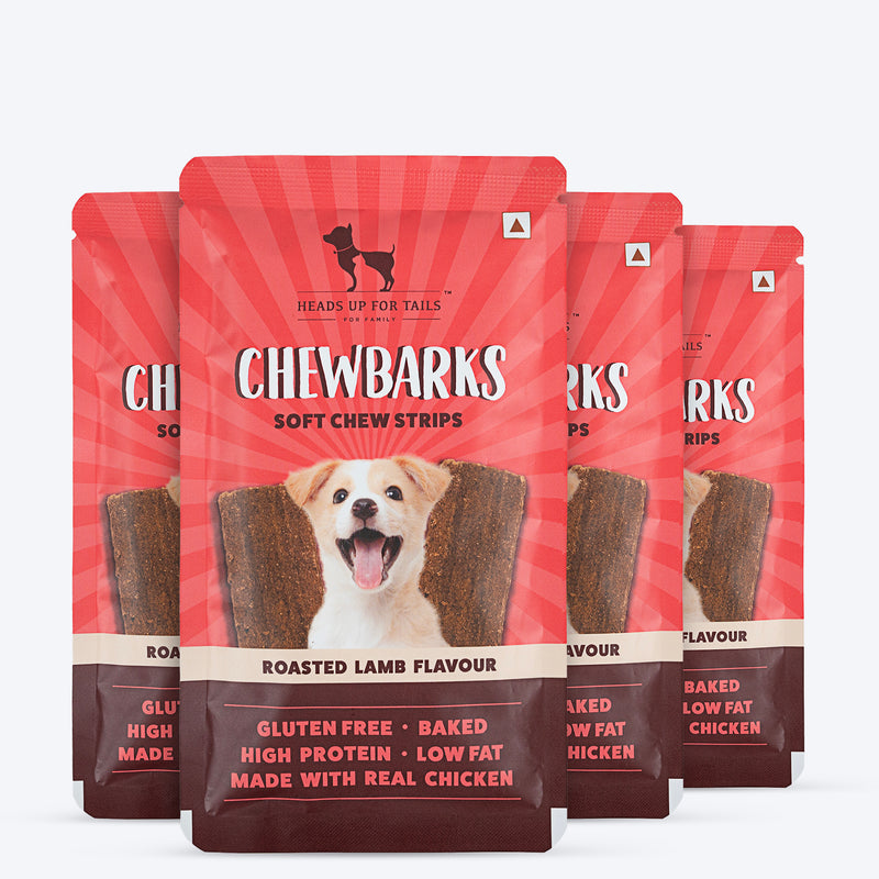 HUFT Chewbarks Dog Soft Chew Strips Treats - Roasted Lamb - 30gm - Heads Up For Tails