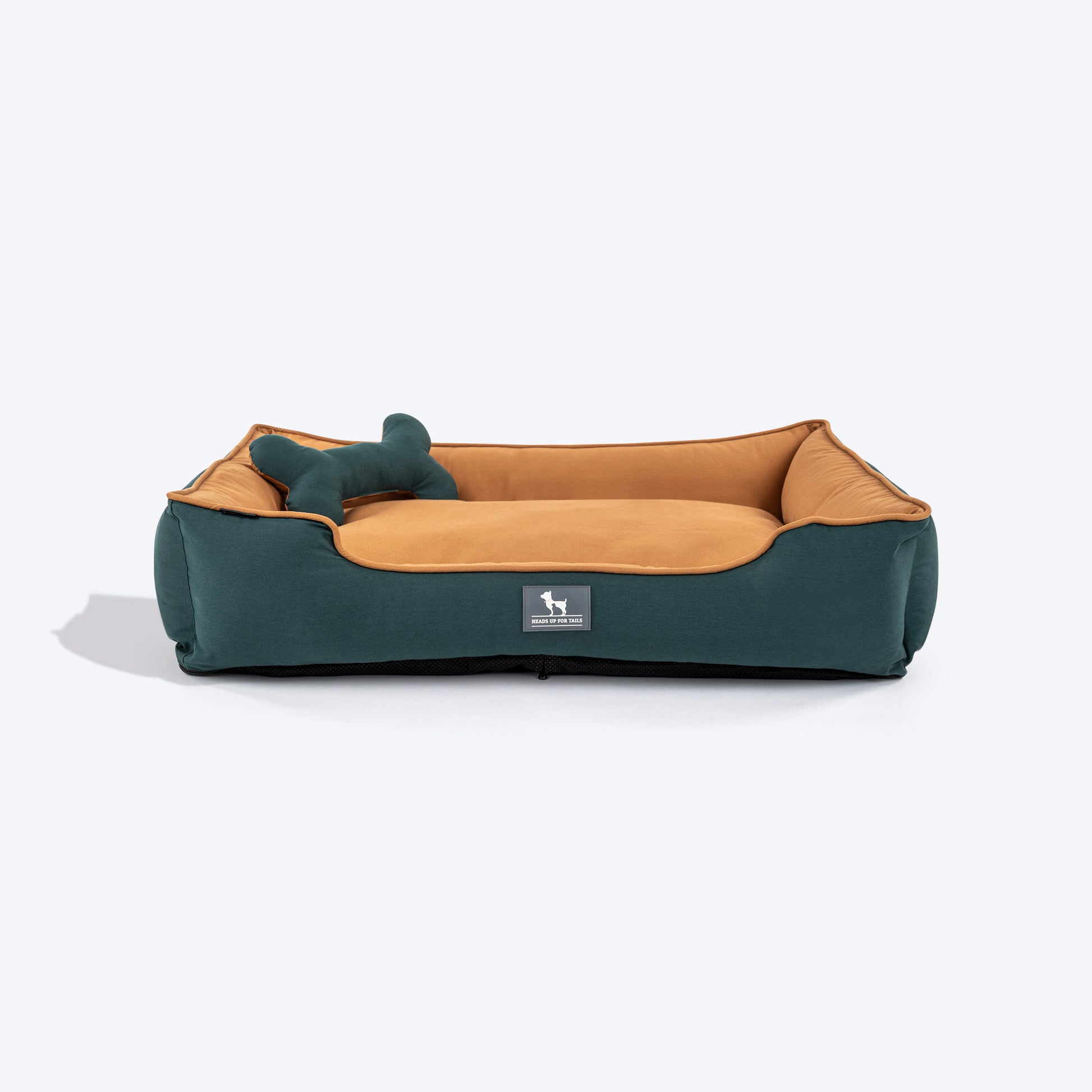 HUFT Classic Lounger Dog Bed - Green & Brown - Heads Up For Tails