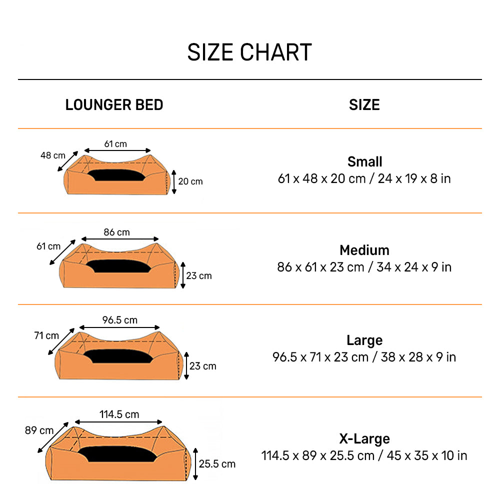 HUFT Classic Lounger Dog Bed - Navy & Brown - Heads Up For Tails