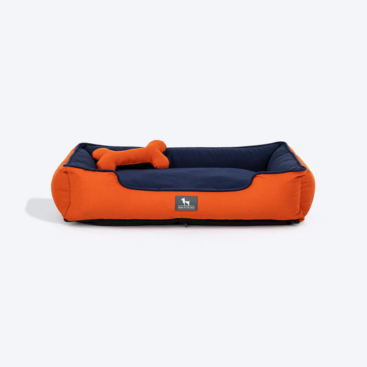 HUFT Classic Lounger Dog Bed - Navy & Rust - Heads Up For Tails