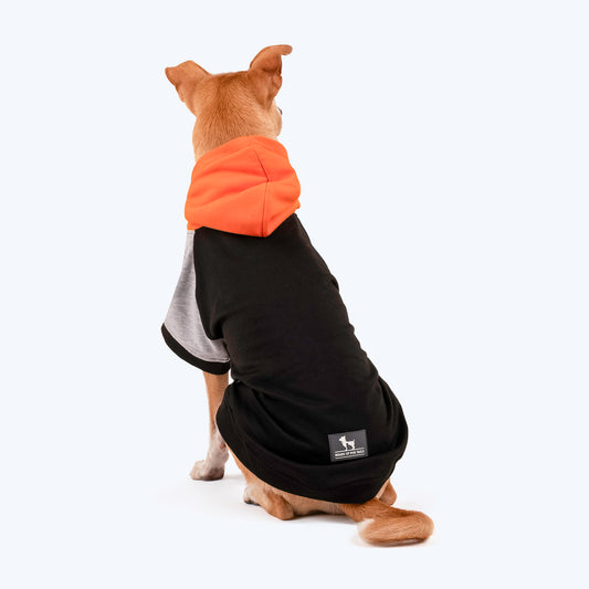 HUFT Colour Block Hoodie Sweatshirt For Dogs & Cats- Black