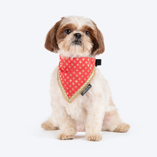 HUFT Desi Regal Bandana For Dog - Coral