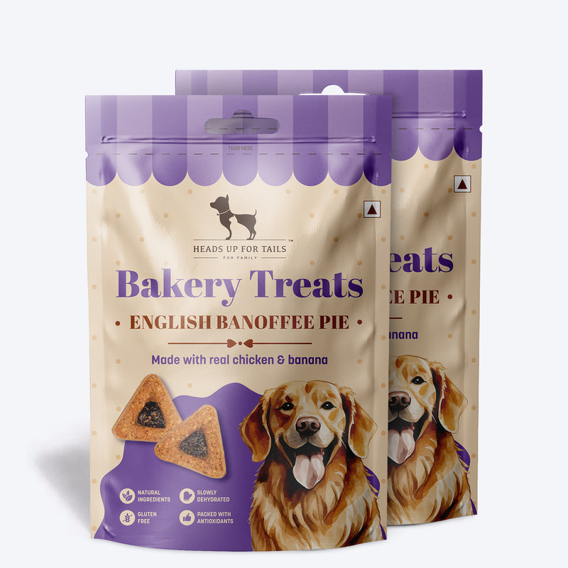 HUFT Dessert English Banoffee Pie Made With Real Chicken & Banana Treat For Dog - 100 gm - Heads Up For Tails