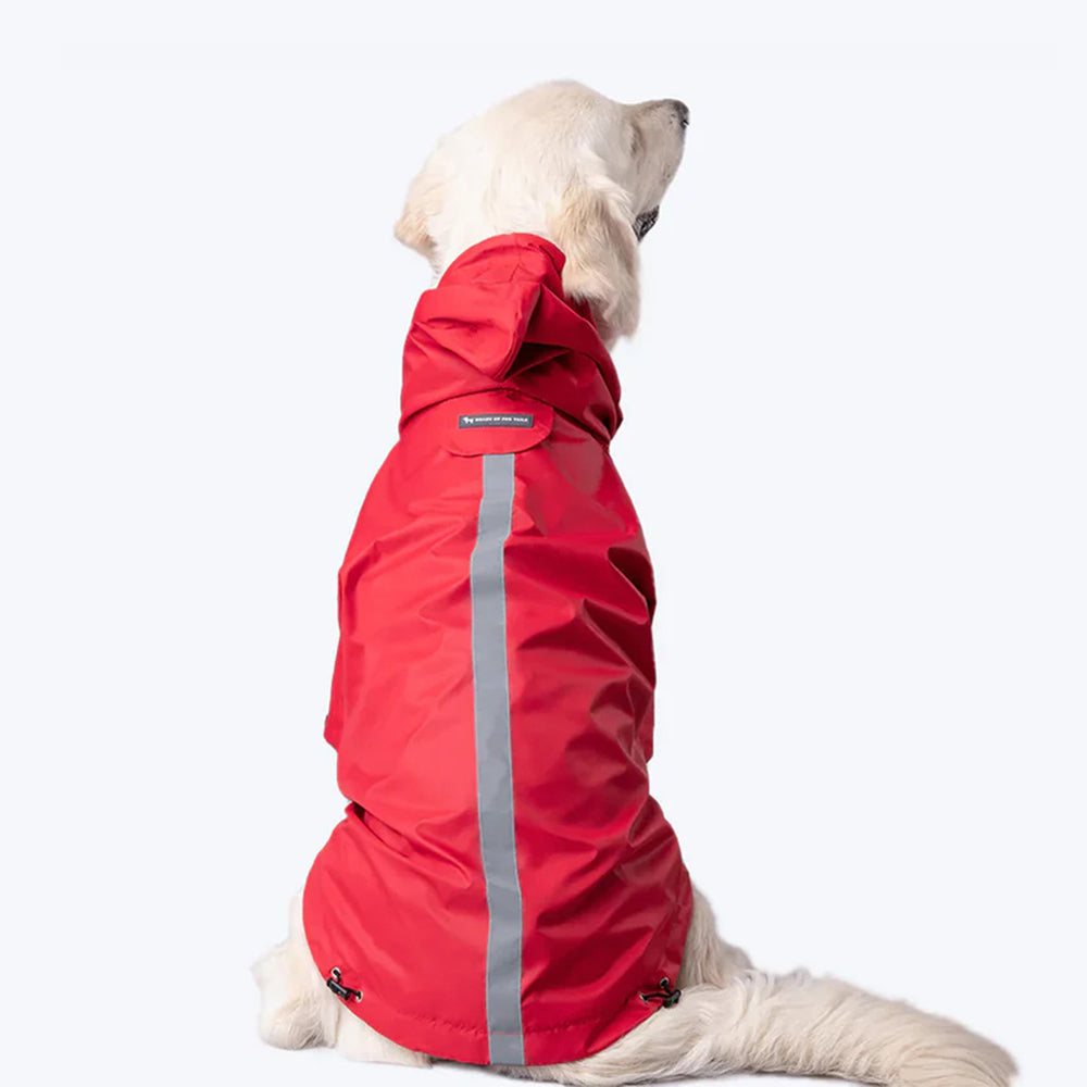 HUFT Drizzle Buddy Dog Raincoat - Crimson Red, Leash Opening