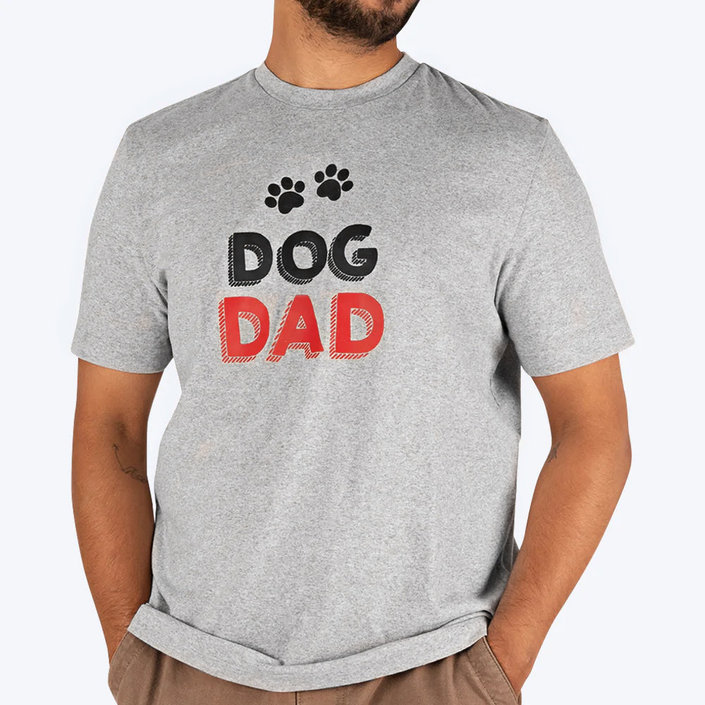 HUFT Twinning - Dog Dad T-Shirt For Humans - Grey with Black &amp; Red Print