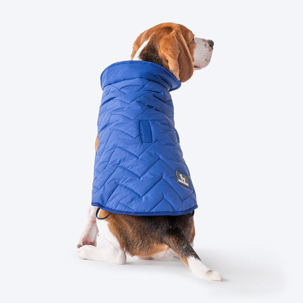HUFT Wintersong Corduroy Reversible Dog Jacket - Blue, Quilted, Leash Opening