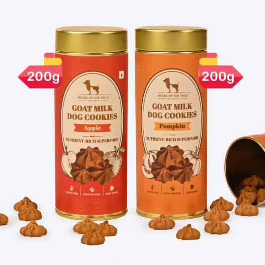 HUFT Goat Milk Dog Cookie Combo - Apple & Pumpkin - 200g Each - Pack of 2 - Heads Up For Tails