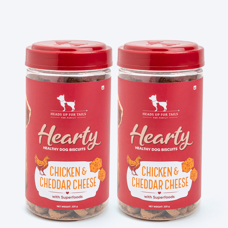Hearty Chicken & Cheddar Cheese Healthy Dog Biscuits for All Breeds Gluten-Free, High-Protein 320g - Heads Up For Tails