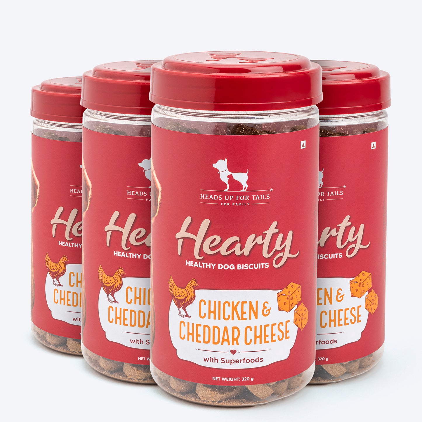 Hearty Chicken & Cheddar Cheese Healthy Dog Biscuits for All Breeds Gluten-Free, High-Protein 320g - Heads Up For Tails