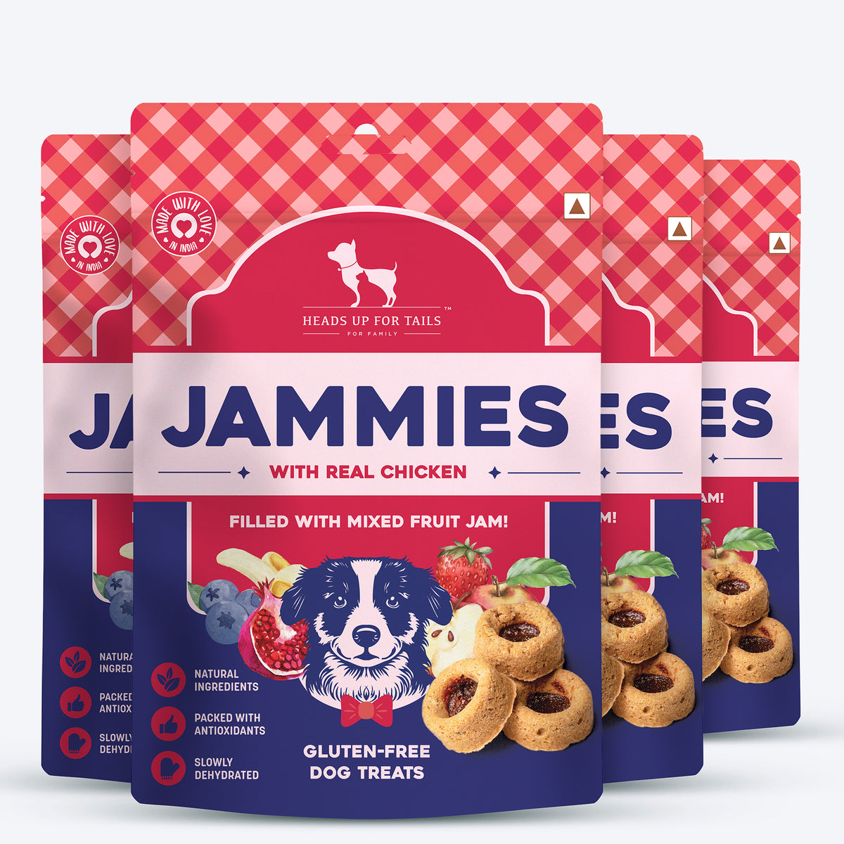 HUFT Jammies - Chicken Filled With Mixed Fruit Jam Dog Treats - 100 g - Heads Up For Tails
