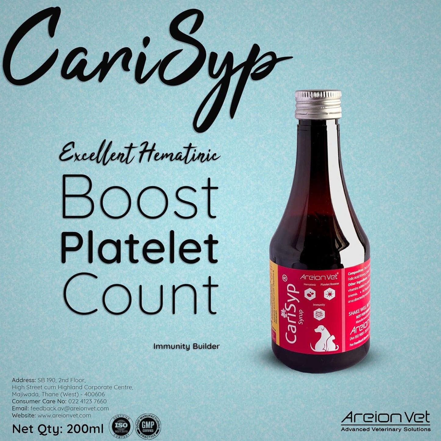 AreionVet Carisyp Syrup For Dog and Cat - 1000 ml - Heads Up For Tails